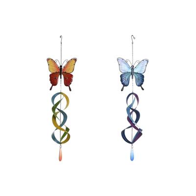 Wanddecoratie Home ESPRIT Blauw Oranje Vlinder Shabby Chic 23 x 13 x 90 cm (2 Stuks)