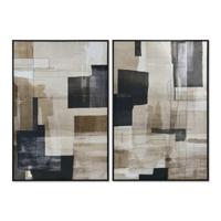 Schilderij Home ESPRIT Zwart Beige Abstract Stads 83 x 4 x 123 cm (2 Stuks) - thumbnail