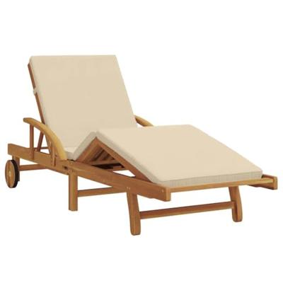 Ligstoel 3 pcs Beige Massief Acaciahout