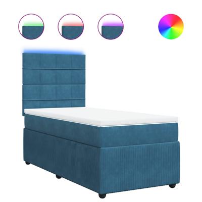 Boxspring met matras fluweel blauw 120x200 cm - thumbnail