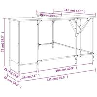 Bureau 141x141x75 cm bewerkt hout gerookt eikenkleurig - thumbnail