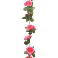 VidaXL Kerstslingers met bloemen 6 st 240 cm roodroze - thumbnail