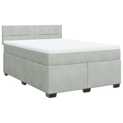 Boxspring met matras fluweel lichtgrijs 140x200 cm