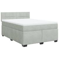 Boxspring met matras fluweel lichtgrijs 140x200 cm - thumbnail