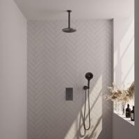 Regendoucheset Inbouw Brauer Gunmetal Carving Thermostatisch 20 cm met 3-Weg Omstelling, Plafondarm en 3-Standen Handdouche Geborsteld Gunmetal Brauer - thumbnail