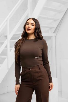 Malelions Members Society Longsleeve Top Dames Bruin - Maat S - Kleur: Bruin | Soccerfanshop