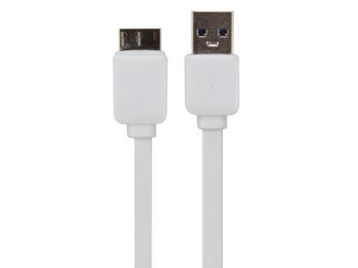 Micro-USB 3.0 naar USB A 3.0 platte kabel 1m wit Velleman