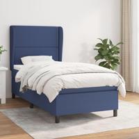 Boxspring met matras stof blauw 90x200 cm - thumbnail