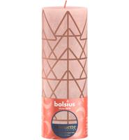 Bolsius Rustieke Stompkaars 19x6,8 cm Misty Pink Met Print - thumbnail