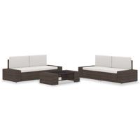 5-delige Loungeset poly rattan bruin - thumbnail