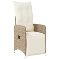 Tuinstoel verstelbaar met kussens poly rattan beige - thumbnail
