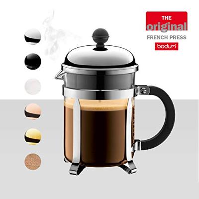 bodum PRESS CHAMBORD Cafetière Transparant, Chroom Capaciteit koppen: 4 Glazen kan