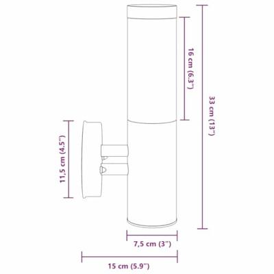 VidaXL Buiten wandlamp 2 pcs zilver 15 x 7,5 x 33 cm
