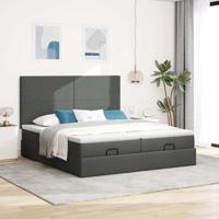 Ottoman bed met matrassen en LED's 160x200cm stof donkergrijs - thumbnail