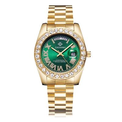 CAGARNY 6866 Fashion Life waterdichte gouden stalen band quartz horloge (groen)