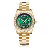 CAGARNY 6866 Fashion Life waterdichte gouden stalen band quartz horloge (groen) - thumbnail
