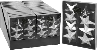 Kerstornament Sterren Zilver 8st Kerstornament Sterren Zilver 8st