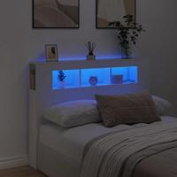 Hoofdeinde met LED 140x18,5x103,5 cm bewerkt hout wit - thumbnail