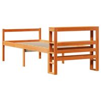 Bedframe met hoofdbord massief grenenhout wasbruin 75x190 cm - thumbnail