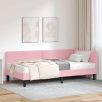 Hoekbedframe met Matras Anders 2 pcs Grijs Fluweel - thumbnail
