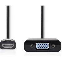 HDMI - VGA-kabel | HDMI-connector - VGA female + 3,5 mm uitgang | 0,2 m | Zwart - thumbnail