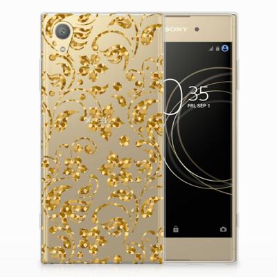Sony Xperia XA1 Plus TPU Case Gouden Bloemen