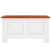 Opbergkist met deksel massief acaciahout bruin en wit - thumbnail