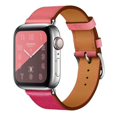 Twee kleuren enkele lus lederen polsband horlogebandje voor Apple horloge serie 3 & 2 & 1 38 mm kleur: Rose rood + roze