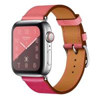Twee kleuren enkele lus lederen polsband horlogebandje voor Apple horloge serie 3 & 2 & 1 38 mm kleur: Rose rood + roze - thumbnail