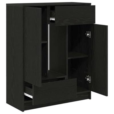 Dressoir met lades en deuren 73x31x90 cm zwart eikenkleurig