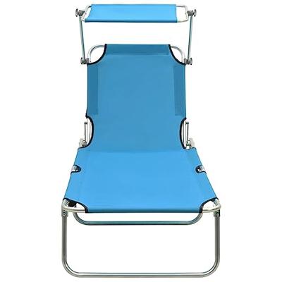 Ligbed met luifel inklapbaar staal turquoise en blauw - thumbnail