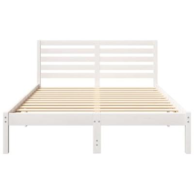 Bedframe met hoofdeinde Wit 135 x 190 cm Massief grenenhout - thumbnail