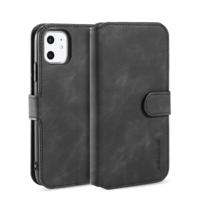 Dg. MING retro olie kant horizontale flip case met houder & kaartsleuven & portemonnee voor iPhone 11 (zwart) - thumbnail