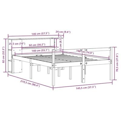 Bed met boekenkast zonder matras massief grenenhout 140x190 cm - thumbnail