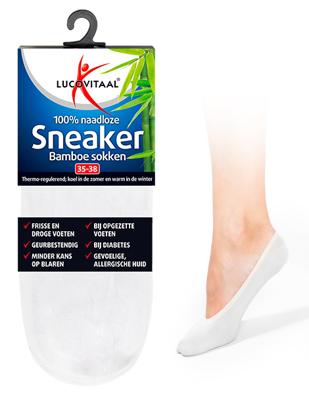 Lucovitaal Sneaker Bamboesokken Wit Maat 35-38