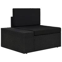3-delige Loungeset poly rattan zwart - thumbnail