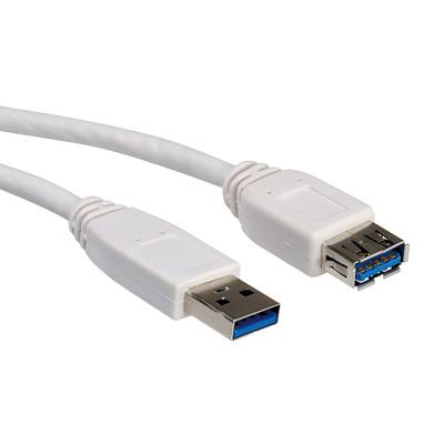 VALUE USB 3.2 Gen 1 Kabel, type A-A, M/F, wit, 0,8 m VALUE USB 3.2 Gen 1 Kabel, type A-A, M/F, wit, 0,8 m