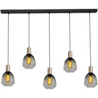 Masterlight 5-lichts hanglamp - goud -Porto met Nicolette green glazen - 2711-05-02-130-5-14 - thumbnail