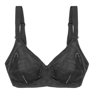 Stevige BH zonder beugel Doreen Cotton N - Klassieke bh voor senioren - Stevige bh grote maten - 90C - Zwart - 90C