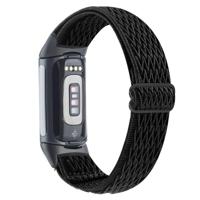 FitBit Charge 5 & 6 Elastische solo loop nylon bandje - Zwart - thumbnail