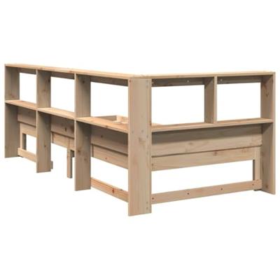 Bed met boekenkast zonder matras massief grenenhout 90x200 cm - thumbnail