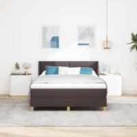 Boxspringbed met matras Donkerbruin 200 x 160 cm Polyester - thumbnail