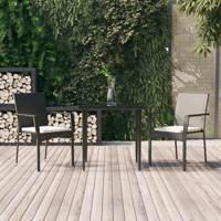 3-delige Tuinset met kussens poly rattan zwart - thumbnail