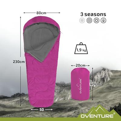 Oventure sleepplus mummy slaapzak roze