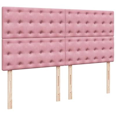 Boxspring met matras fluweel roze 180x200 cm