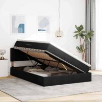Opbergbed met matras met matras Zwart 140 x 190 cm Bewerkt hout - thumbnail