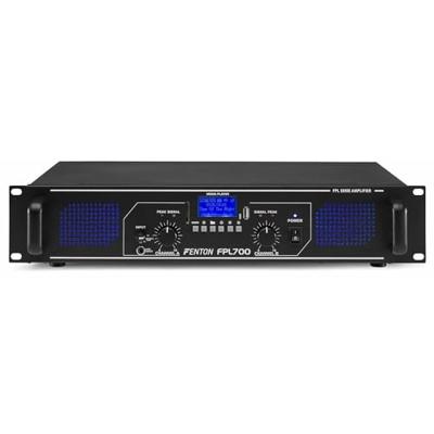 Fenton FPL700 digitale versterker - 2 x 350 watt, Bluetooth-functie, geïntegreerde mediaspeler, USB-poort, SD-slot, LED-effect, klasse D digitale versterker, rackmontage, incl. Afstandsbediening