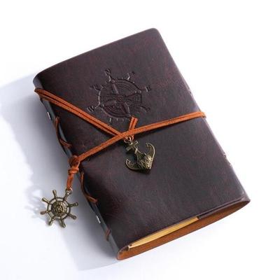 P697 Creative Corsair anker briefpapier Kladblok kantoorbenodigdheden school cute retro spiraal notebook dagboek boek (donkere koffie)