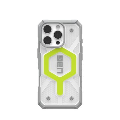 Urban Armor Gear Pathfinder MagSafe Case Backcover Apple iPhone 16 Pro Neon, Transparant MagSafe compatible