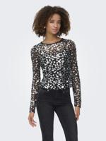 Only Onlpalema Ls Lace Sequin Top Wvn T-shirt Lange Mouw Silver - thumbnail